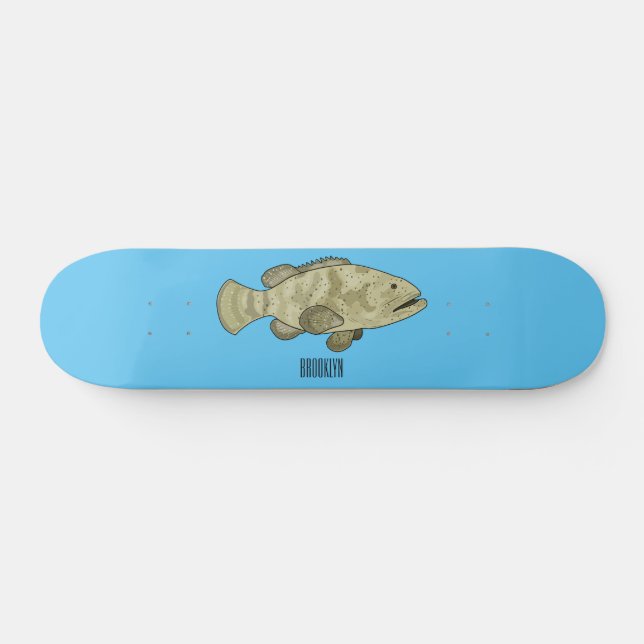 Skate Ilustração de desenho animado de peixe-grua (Horz)
