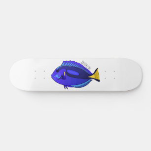 Skate Ilustração de desenho animado de peixe marrom azul