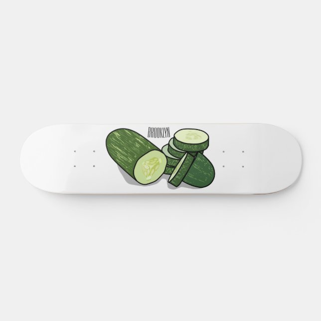 Skate Ilustração de desenho animado de pepino (Horz)