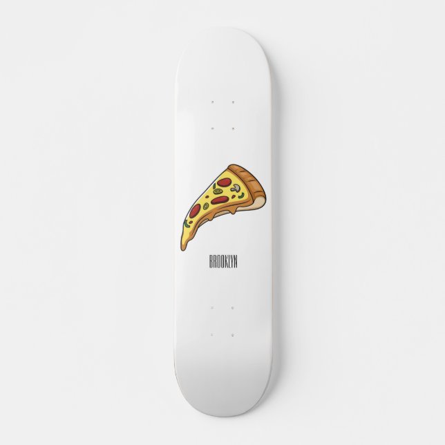 Skate Ilustração de desenho animado de pizza (Frente)