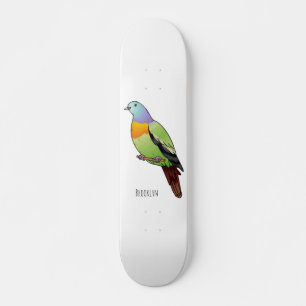 Skate Ilustração de desenho animado de pombo-verde-rosa