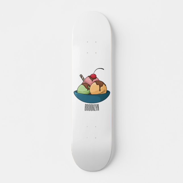 Skate ilustração de desenho animado de sorvete (Frente)