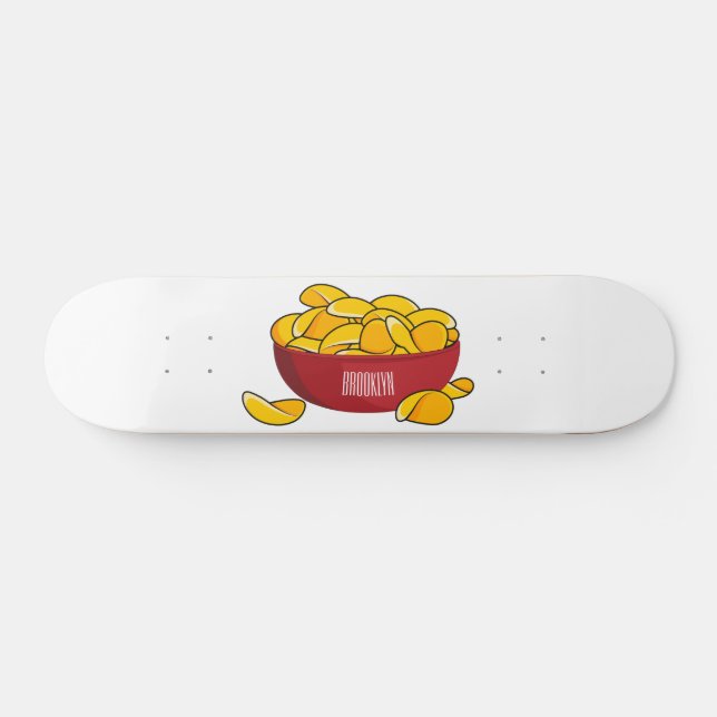 Skate Ilustração de desenho animado em chip de batata (Horz)