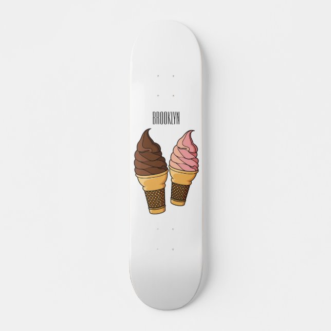 Skate ilustração de desenho de cone de sorvete (Frente)