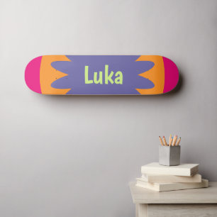 Skate ilustração de formas florais laranja e rosa