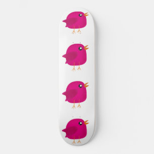 Skate Ilustração de Passarinho Rosa Fofo
