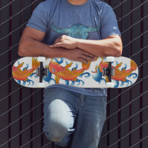 Skate Ilustração de Peixe de Natação Koi