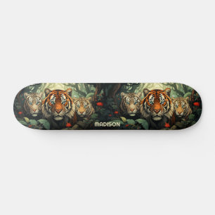 Skate Ilustração de Tigres de Texto Personalizados