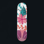 Skate Ilustração floral de turquesa rosa-moderna<br><div class="desc">Padrão de ilustração floral de turquesa rosa-moderno</div>