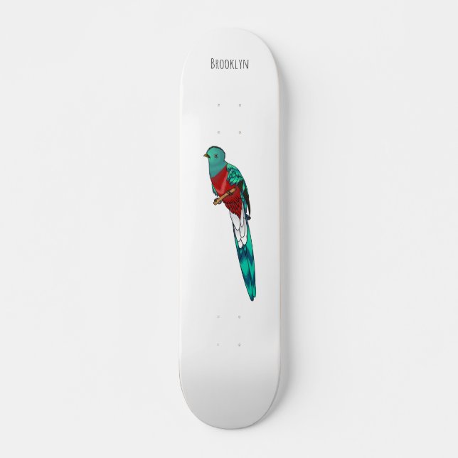 Skate Ilustração quetzal de desenho animado de ave respo (Frente)