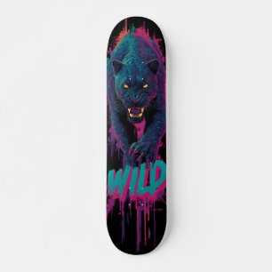 Skate Ilustração Vertical e Agressiva de Pantera Negra