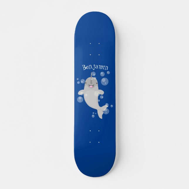 Skate Imagem de desenho animado de bolhas de narvais fel (Frente)