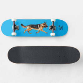 Skate Imagem de Pastor Alemão Monogramada Azul
