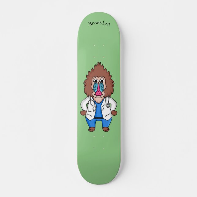 Skate Imagem engraçada de cartoon do mandril doutor (Frente)