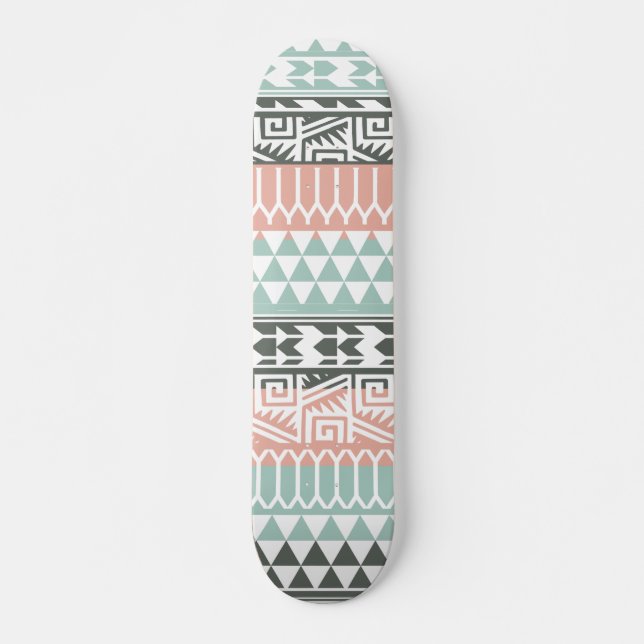 Skate Impressão Azul Cor-de-rosa Abstrato Aztec Tribal (Frente)