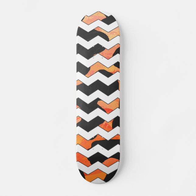 Skate Impressão de Cow Black and Orange Chevron (Frente)