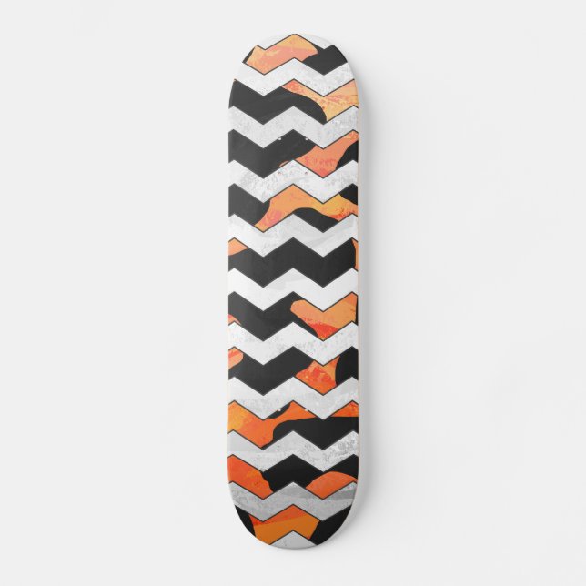 Skate Impressão de Cow Black and Orange Chevron (Frente)