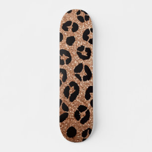 Skate Impressão de Guepardo com Brilho Dourado Design Ou