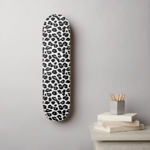 Skate Impressão de leopardo preto e branco minimalista