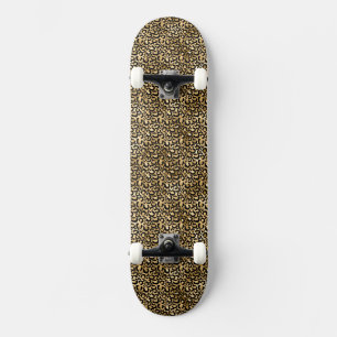 Skate Impressão Dourada de Leopardo Preto