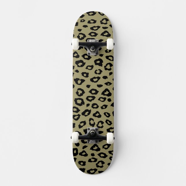 Skate Impressão Dourada de Leopardo Preto (Frente)