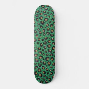 Skate Impressão Dourada de Leopardo Preto- brilhante Ele