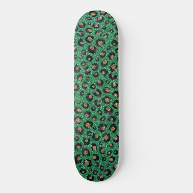 Skate Impressão Dourada de Leopardo Preto- brilhante Ele (Frente)