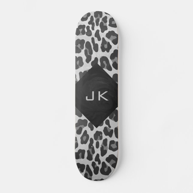 Skate Impressão Leopardo Branco e Preto do Monograma (Frente)