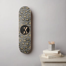 Skate Impressão Leopardo Glittery em Monograma de Cinzas