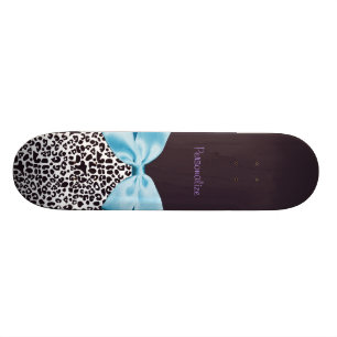 Skate Impressão na moda do leopardo e fita azul com nom