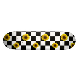 Skate Impressão preto e branco Checkered & do girassol