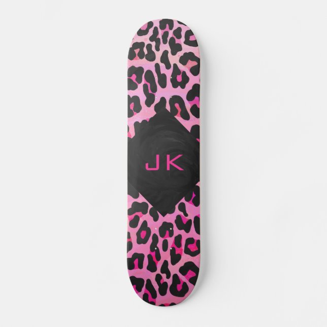Skate Impressão preto-e-rosa-quente (Frente)