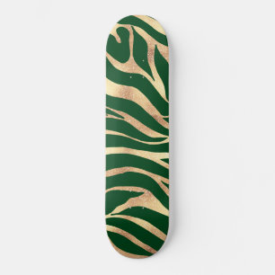 Skate Impressão verde Elegante Dourada de Zebra