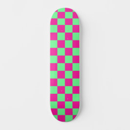 Skate Impressão Xadrez Rosa e Verde