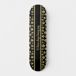 Skate Impressões de Pata Douradas em Preto com Nome Pers