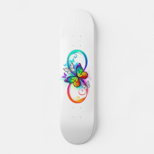 Skate Infinito brilhante com borboleta arco-íris