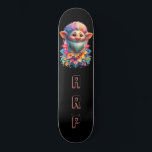 Skate *~* Iniciais de Neon Rainbow Troll AP89 da Placa F<br><div class="desc">(Pesquise o código AP89 para itens de Troll e AP88 para itens de tema medieval ) Transferência fácil para outros produtos Zazzle. Skateboard de fundo BLACK. O brilhante Neon Rainbow colorido apenas pop as imagens e LETRAS do TROLL. Personalize / Personalize suas INICIAIS / MONOGRAM. Cuta engraçada e engraçada Troll...</div>