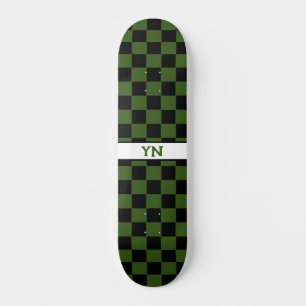 Skate Iniciais de Nome Personalizado Preto e Verde Escur