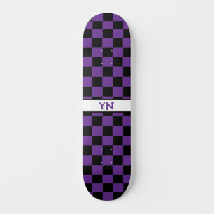 Skate Iniciais de nome roxo preto e escuro verificados
