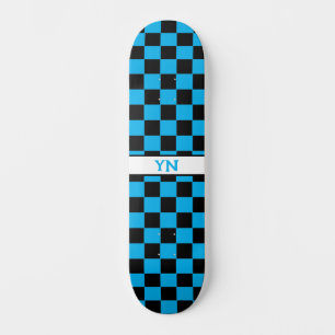Skate Iniciais personalizados preto e azul-céu verificad