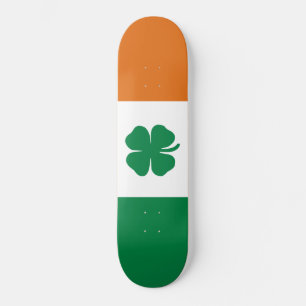 Skate Irish Flag Patriotic Ireland Flag Four Leaf Clover
