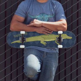 Skate Jacaré Verde Ilustração Realista Personalizada