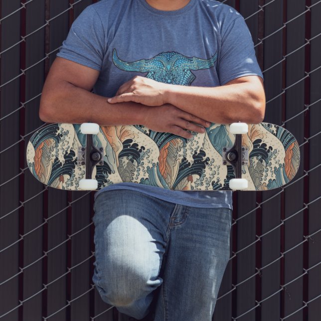 Skate Japanese Great Wave Pattern  (Ao ar livre 3)