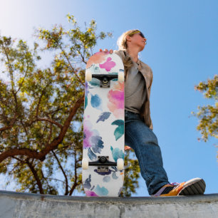 Skate Jardim de primavera vintage em aquarela floral