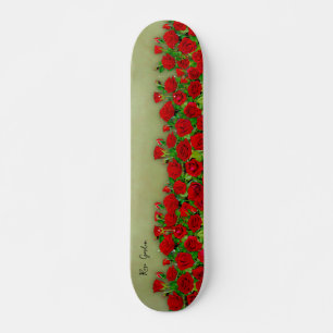 Skate Jardim de Rosas Vermelhas Vibrantes Padrão Floral