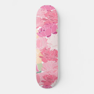 Skate Jardim Floral de Peônias Rosa Flores Femininas