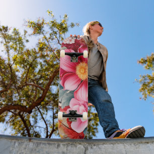 Skate Jardim Floral Tropical Rosa Exótico