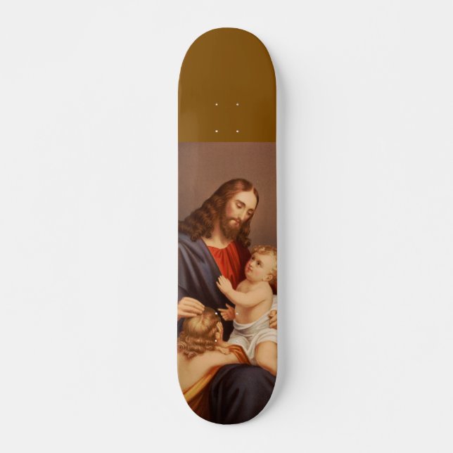Skate Jesus Cristo com Crianças Arte Fina Premium (Frente)