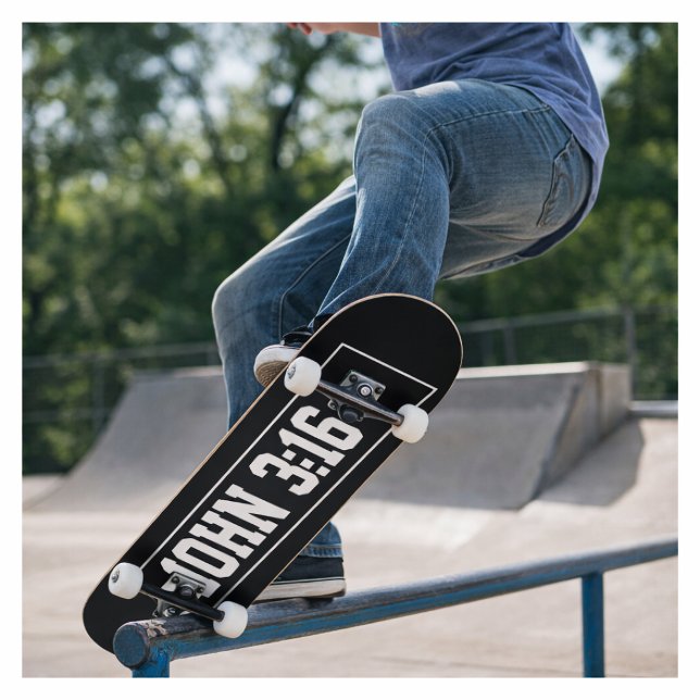 Skate João 3:16 Simples Moderno Preto e Branco Cristão (Criador carregado)