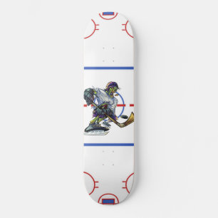 Skate Jogador de hóquei zumbi no centro do gelo come o p